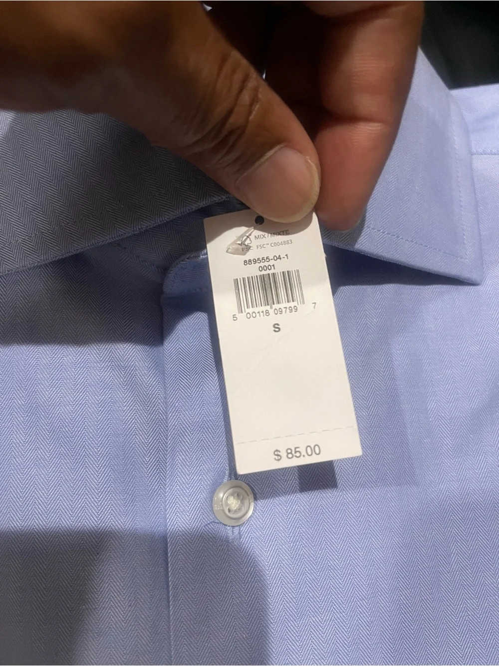 NWT Banana Republic Light Blue Men’s Slim Fit Dress Shirt - Spread Collar Sz S